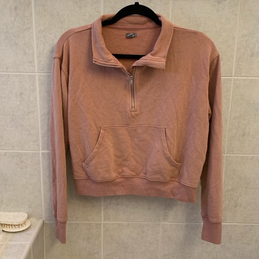 Aerie pullover quarter zip cropped hoodie